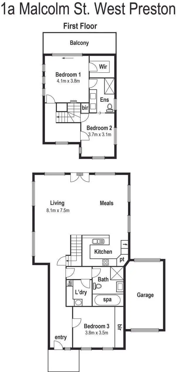 Floorplan of Homely townhouse listing, 1A Malcolm Street, Preston VIC 3072