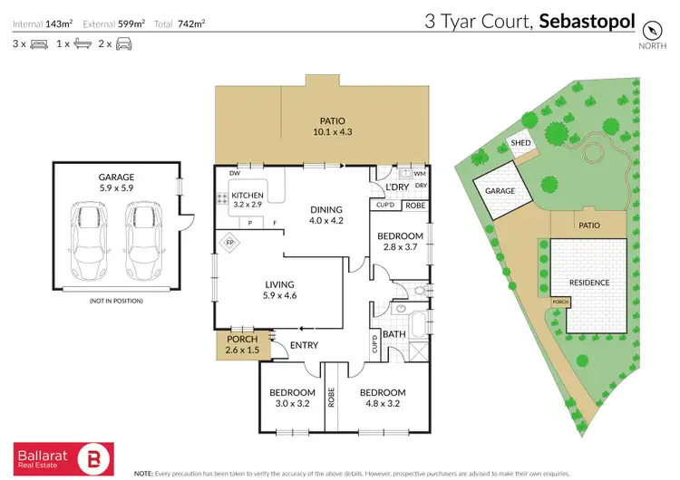 Floorplan of Homely house listing, 3 Tyar Court, Sebastopol VIC 3356