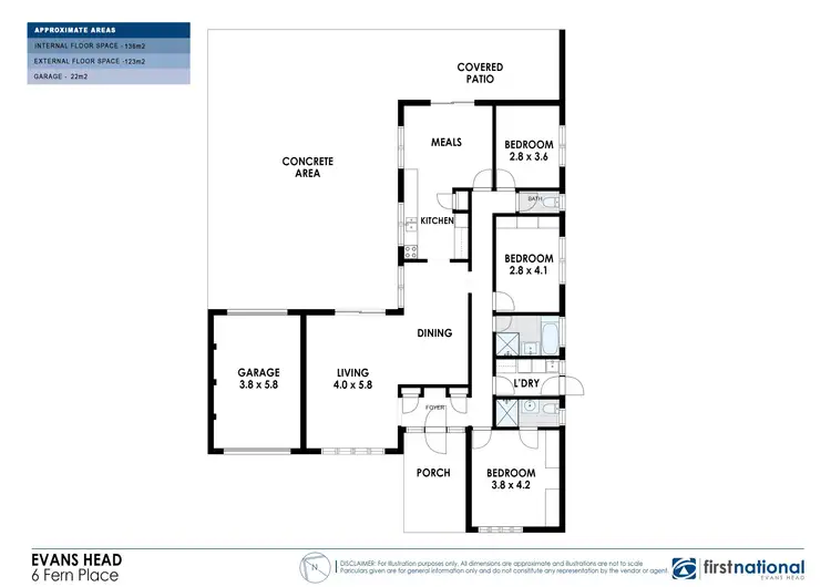 Floorplan of Homely house listing, 6 Fern Place, Evans Head NSW 2473