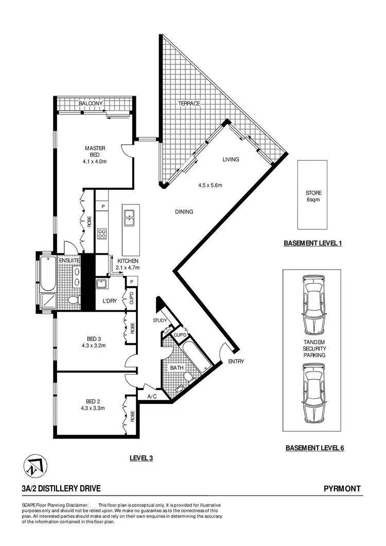 Floorplan of Homely apartment listing, 3A/2 Distillery Drive, Pyrmont NSW 2009