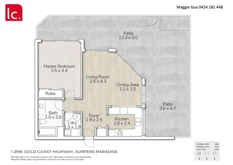 Floorplan of Homely apartment listing, 1/2916 Gold Coast Highway, Surfers Paradise QLD 4217