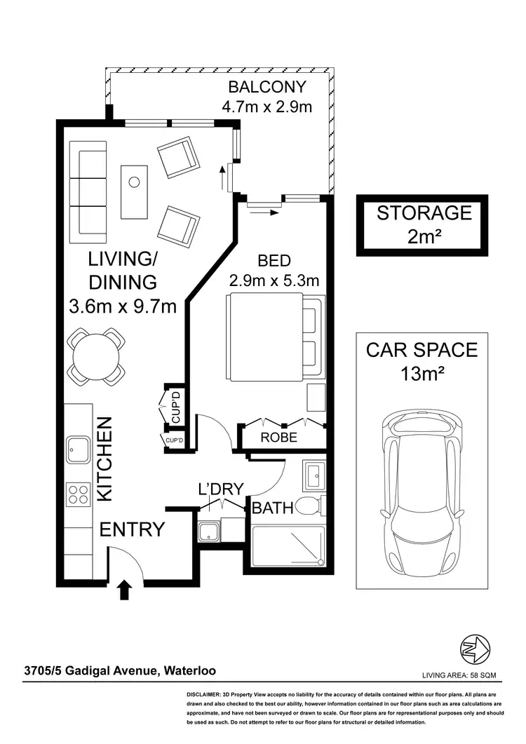 Floorplan of Homely apartment listing, 3705/5 Gadigal Avenue, Waterloo NSW 2017