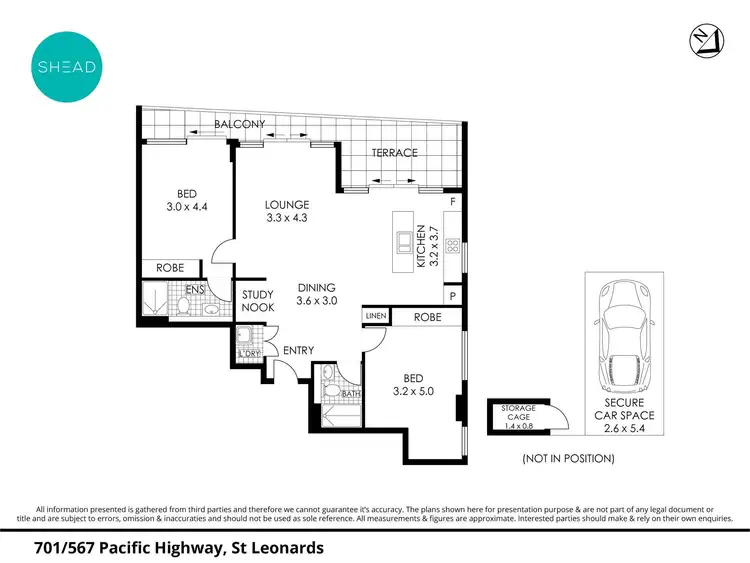 Floorplan of Homely apartment listing, 701/567 Pacific Highway, St Leonards NSW 2065