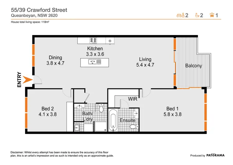 Floorplan of Homely apartment listing, 55/39-43 Crawford Street, Queanbeyan NSW 2620