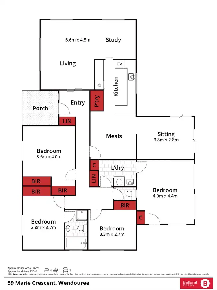 Floorplan of Homely house listing, 59 Marie Crescent, Wendouree VIC 3355