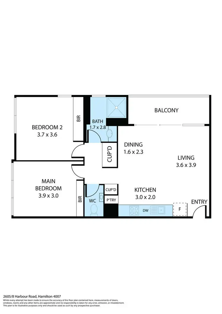 Floorplan of Homely apartment listing, 20605/8 Harbour Road, Hamilton QLD 4007