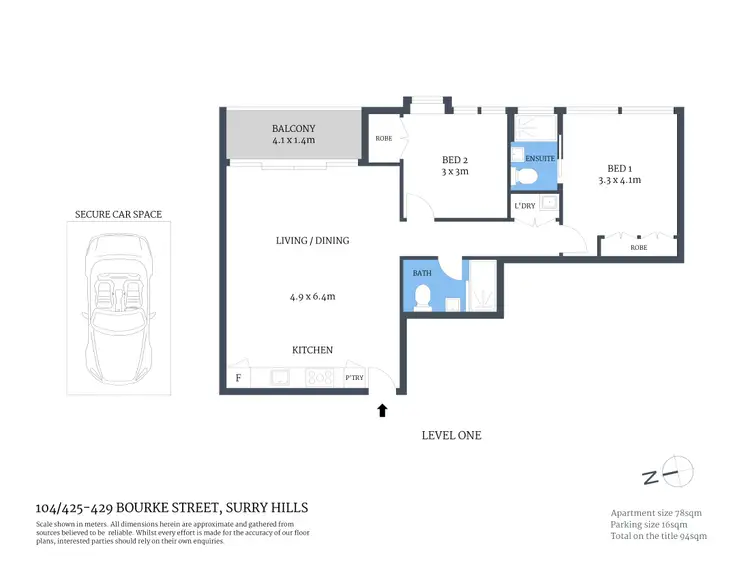 Floorplan of Homely apartment listing, 104/425-429 Bourke Street, Surry Hills NSW 2010