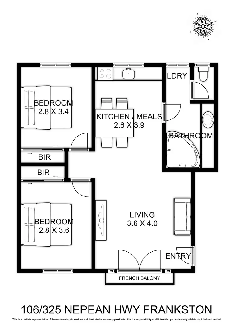 Floorplan of Homely apartment listing, 106/325 Nepean Highway, Frankston VIC 3199