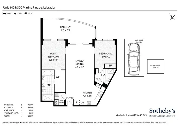 Floorplan of Homely apartment listing, 1403/300 Marine Parade, Labrador QLD 4215