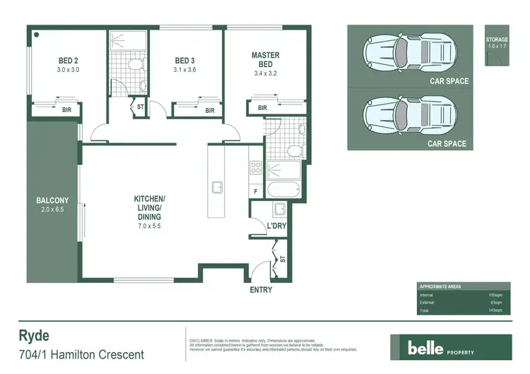 Floorplan of Homely apartment listing, 704/1 Hamilton Crescent, Ryde NSW 2112