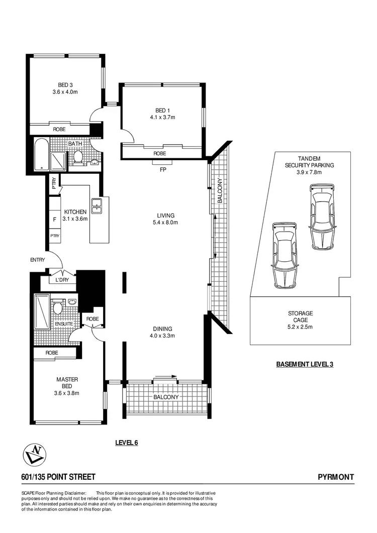 Floorplan of Homely apartment listing, 601/135 Point Street, Pyrmont NSW 2009