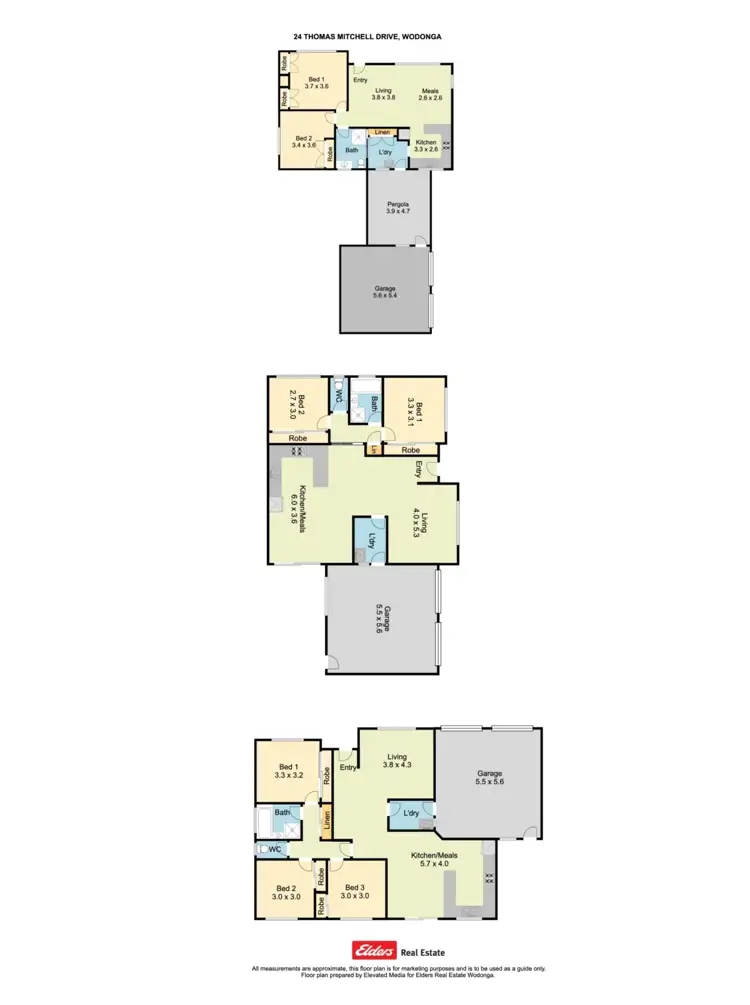 Floorplan of Homely block of units listing, 1,2&3/24 Thomas Mitchell Drive, Wodonga VIC 3690