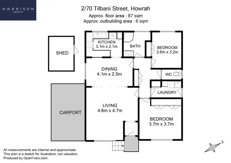 Floorplan of Homely villa listing, 2/70 Tilanbi Street, Howrah TAS 7018