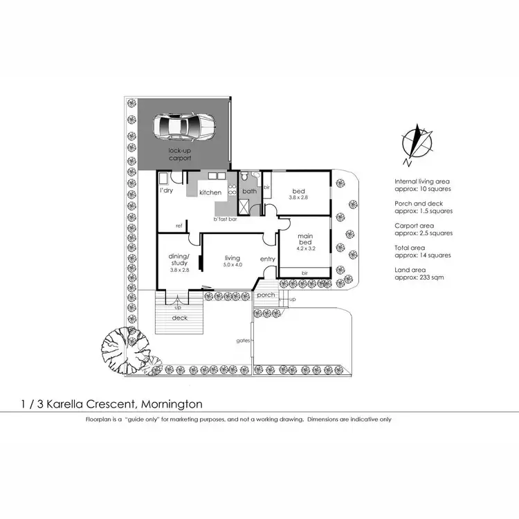 Floorplan of Homely unit listing, 1/3 Karella Crescent, Mornington VIC 3931