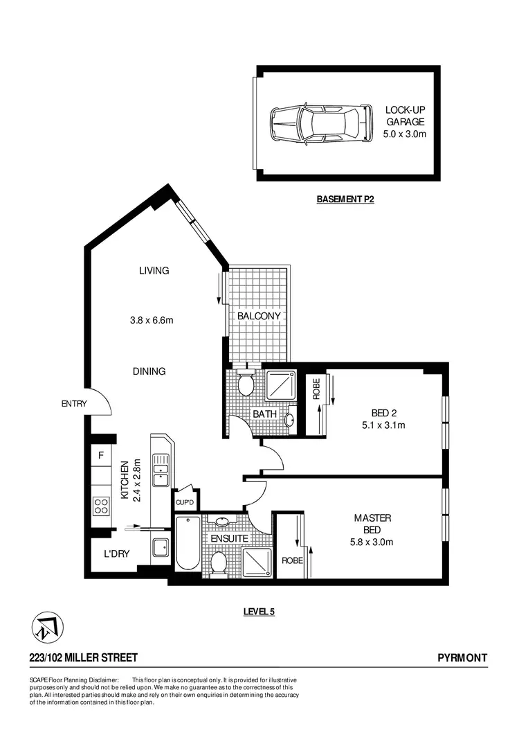 Floorplan of Homely apartment listing, 223/102 Miller Street, Pyrmont NSW 2009