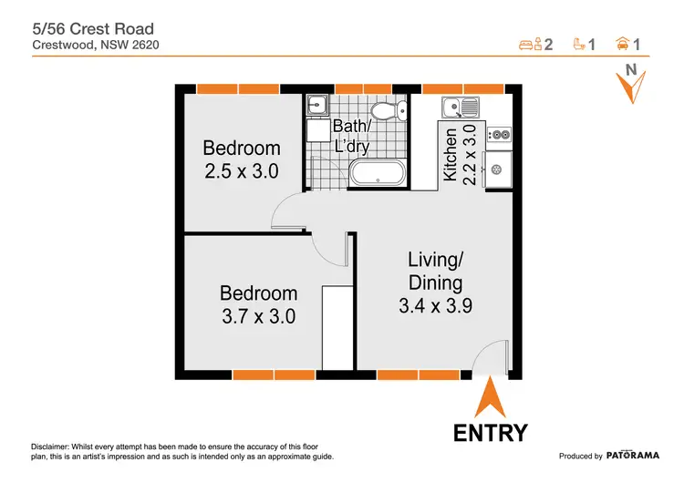 Floorplan of Homely unit listing, 5/56 Crest Road, Crestwood NSW 2620