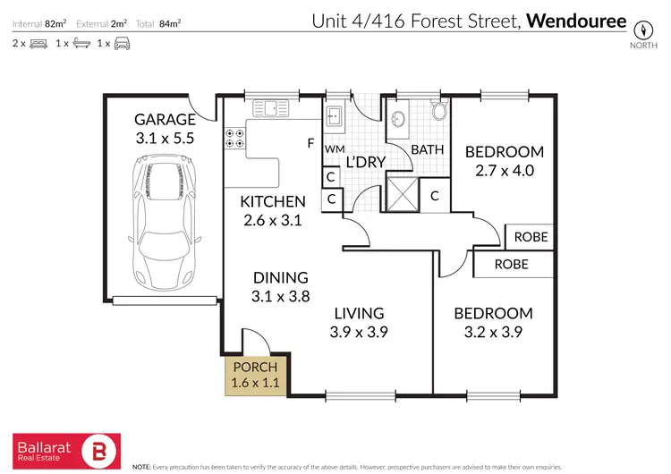 Floorplan of Homely unit listing, 4/416 Forest Street, Wendouree VIC 3355