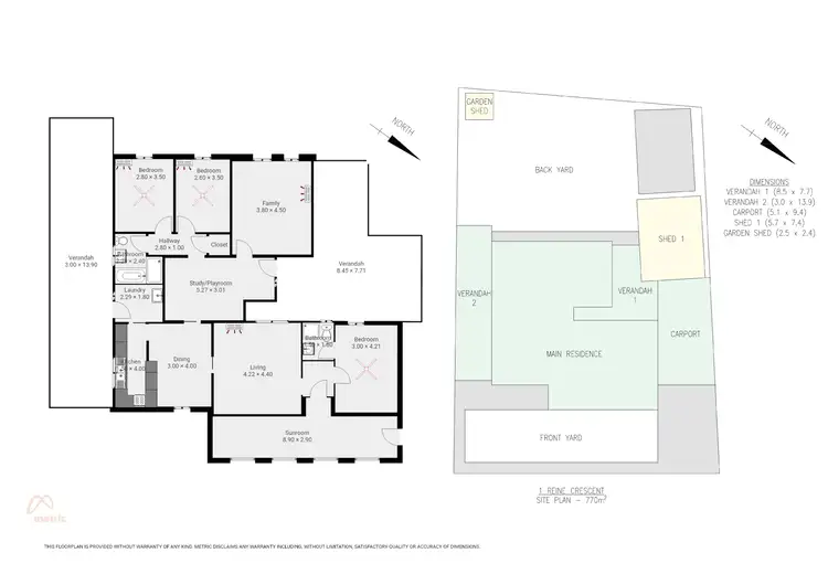 Floorplan of Homely house listing, 1 Reine Crescent, Whyalla Jenkins SA 5609