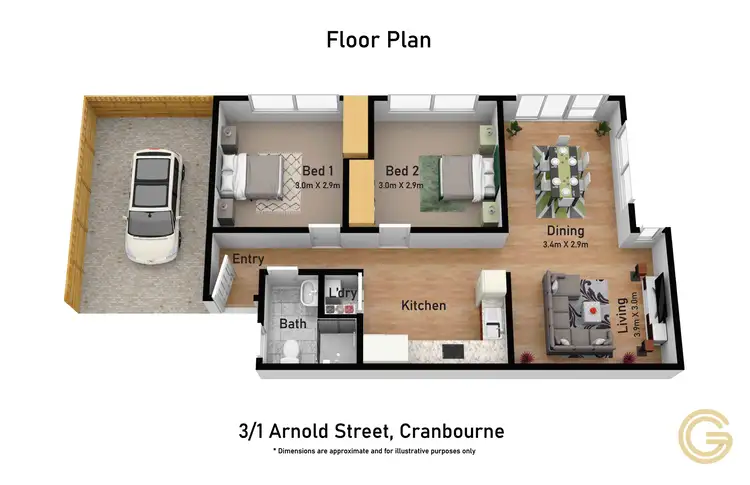 Floorplan of Homely unit listing, 3/1 Arnold Street, Cranbourne VIC 3977