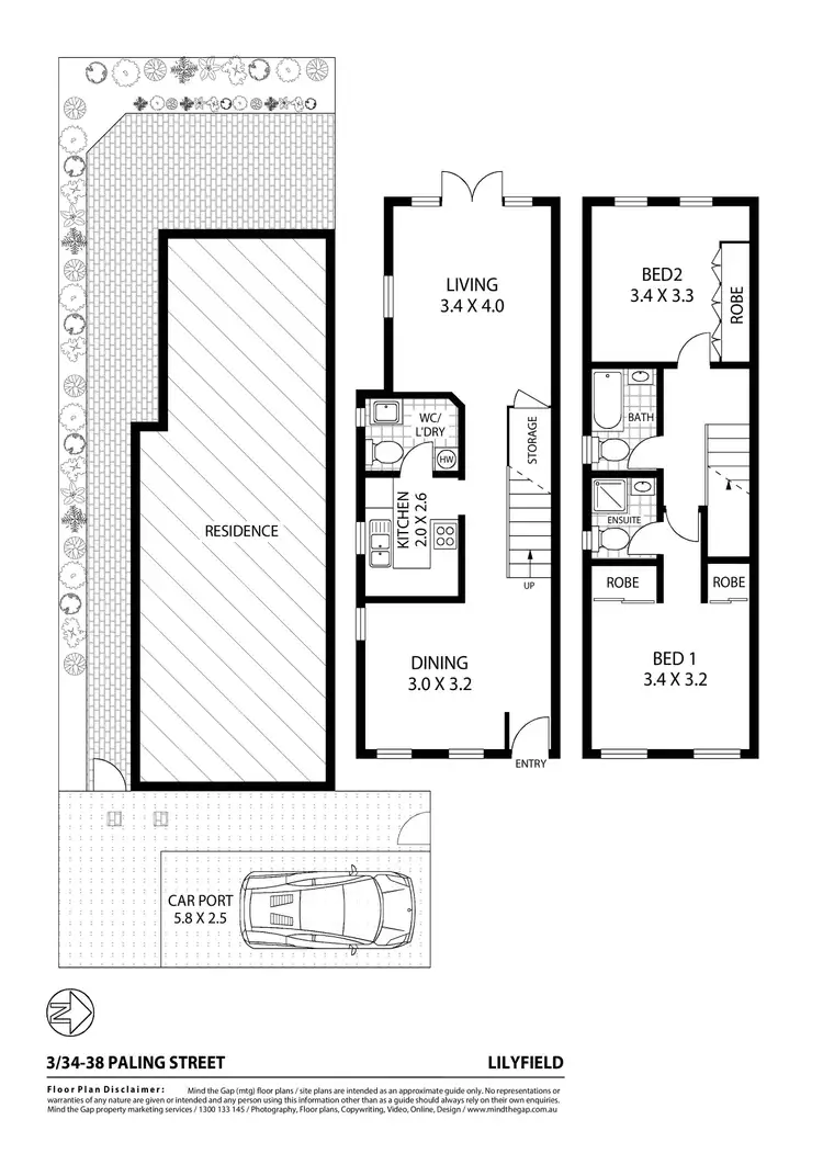 Floorplan of Homely townhouse listing, 3/34-38 Paling Street, Lilyfield NSW 2040