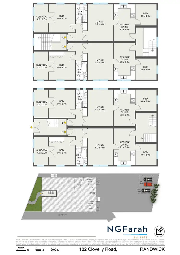 Floorplan of Homely block of units listing, 1-4/182 Clovelly Road, Randwick NSW 2031