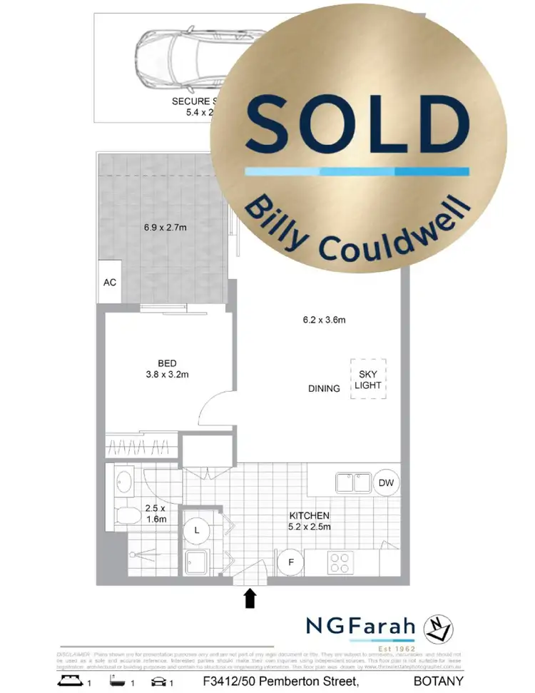 Floorplan of Homely apartment listing, 3412/50 Pemberton Street, Botany NSW 2019