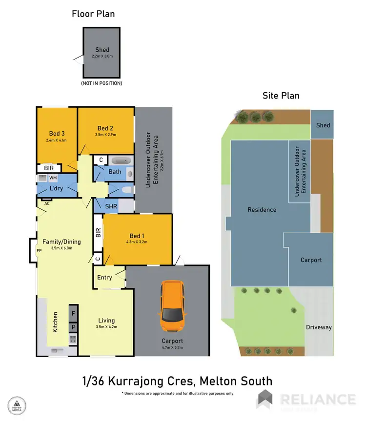 Floorplan of Homely unit listing, 1/36 Kurrajong Crescent, Melton South VIC 3338