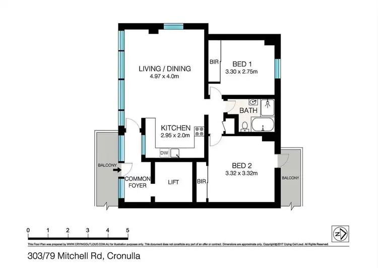 Floorplan of Homely apartment listing, 303/79 Mitchell Road, Cronulla NSW 2230