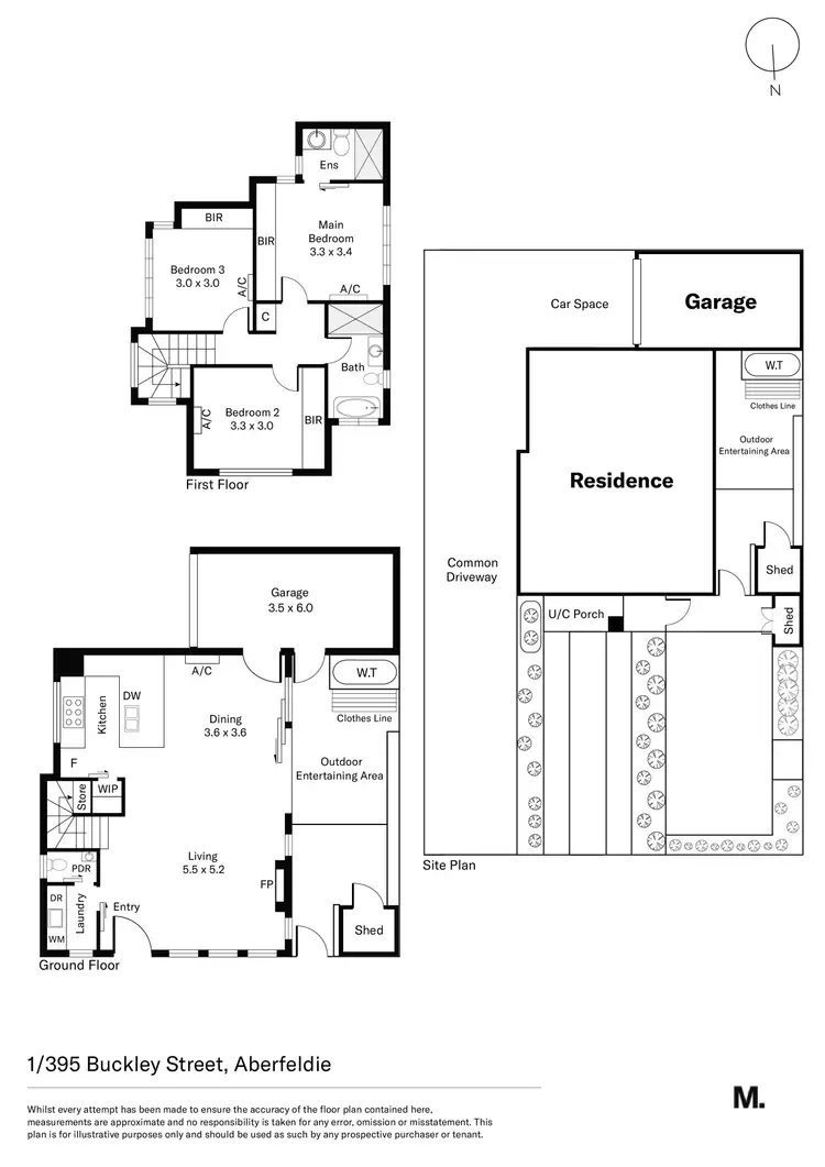 Floorplan of Homely townhouse listing, 1/395 Buckley Street, Aberfeldie VIC 3040