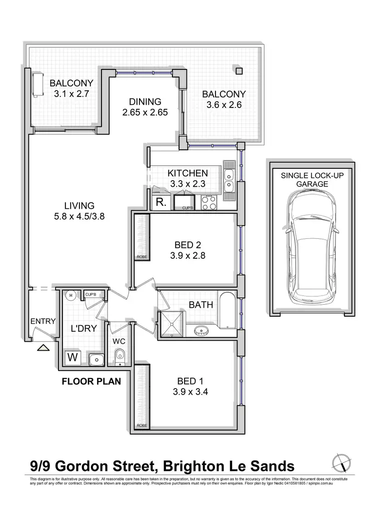 Floorplan of Homely apartment listing, 9/9 Gordon Street, Brighton-Le-Sands NSW 2216