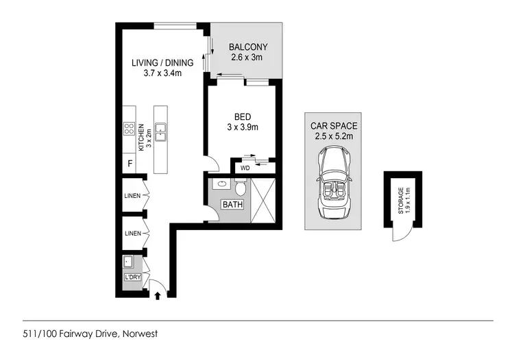 Floorplan of Homely apartment listing, 511/100 Fairway Drive, Norwest NSW 2153