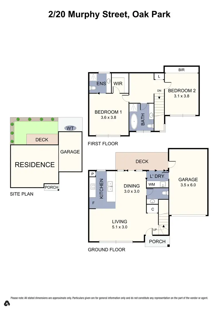 Floorplan of Homely townhouse listing, 2/20 Murphy Street, Oak Park VIC 3046