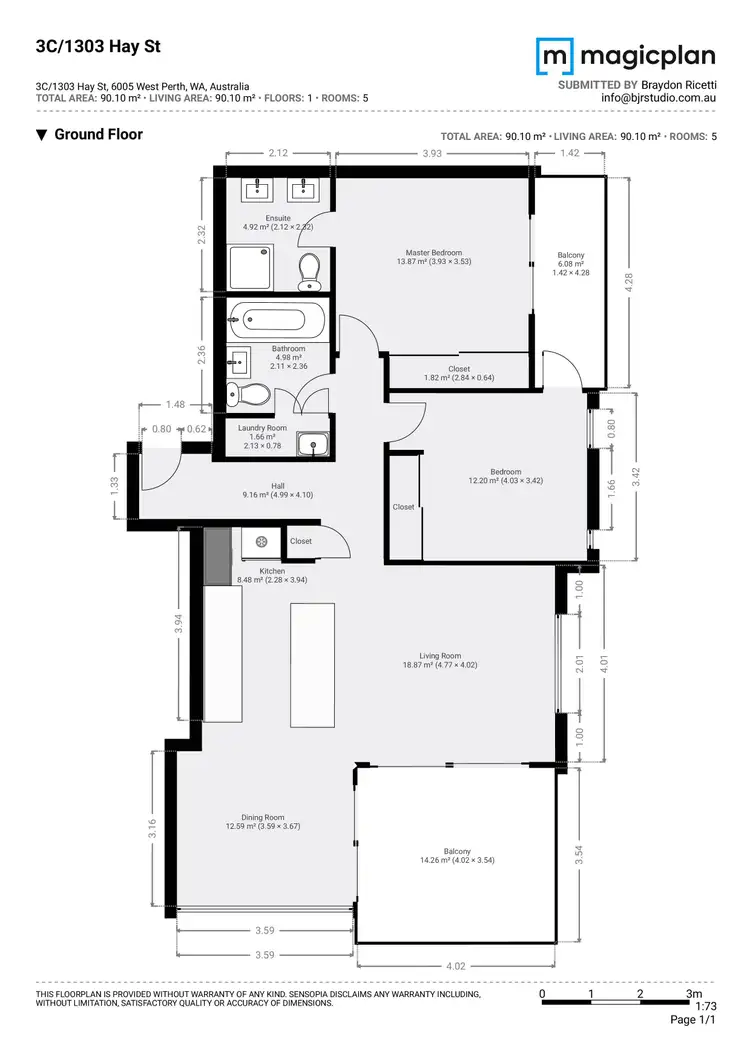 Floorplan of Homely unit listing, 3C/1303 Hay Street, West Perth WA 6005