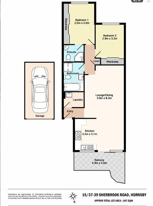Floorplan of Homely apartment listing, 15/37-39 Sherbrook Road, Hornsby NSW 2077