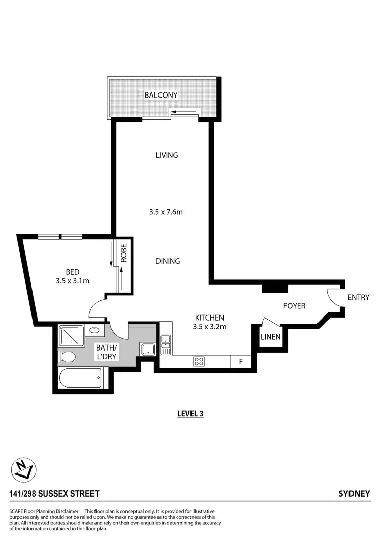 Floorplan of Homely apartment listing, 141/298-304 Sussex Street, Sydney NSW 2000