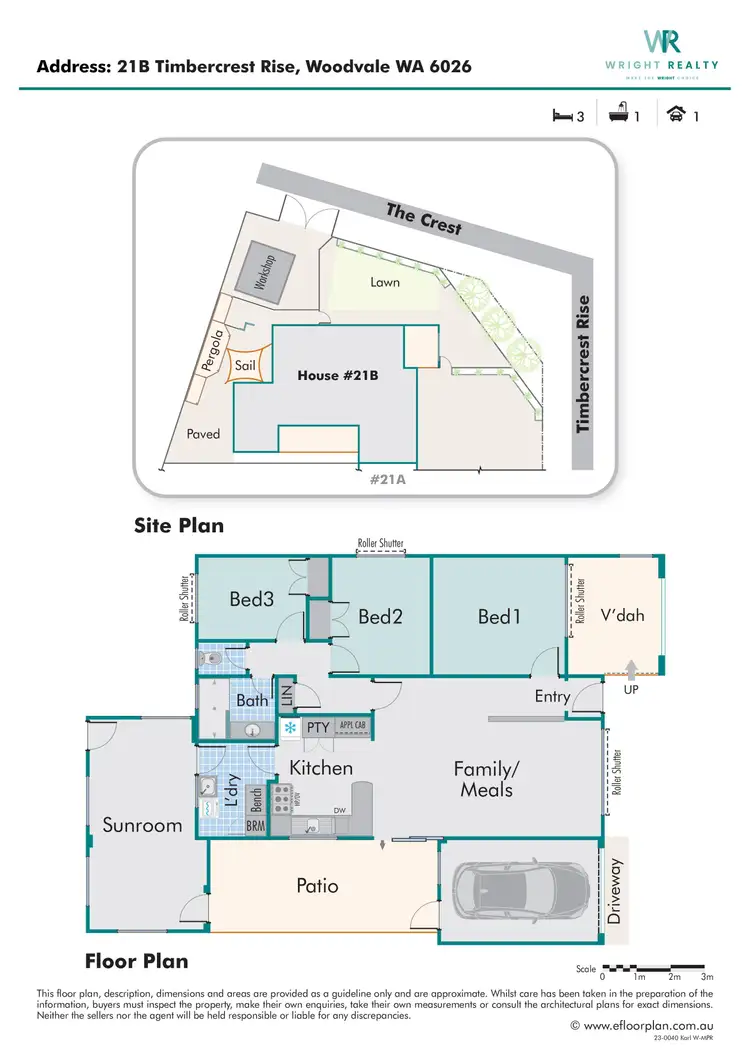 Floorplan of Homely semi-detached listing, 21B Timbercrest Rise, Woodvale WA 6026