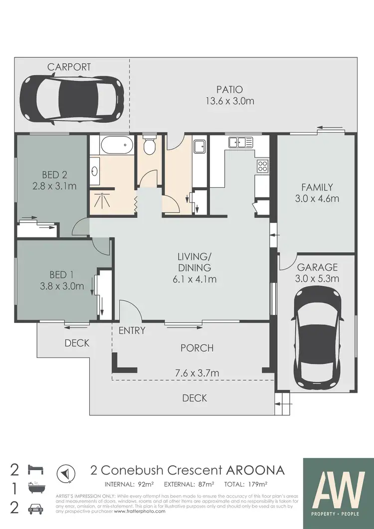 Floorplan of Homely semi-detached listing, 1/2 Conebush Crescent, Aroona QLD 4551