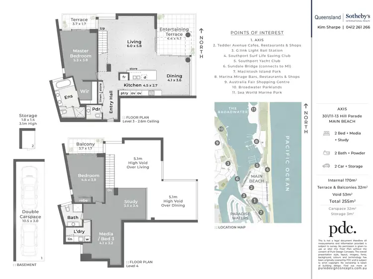 Floorplan of Homely apartment listing, 301 Axis/11-13 Hill Parade, Main Beach QLD 4217