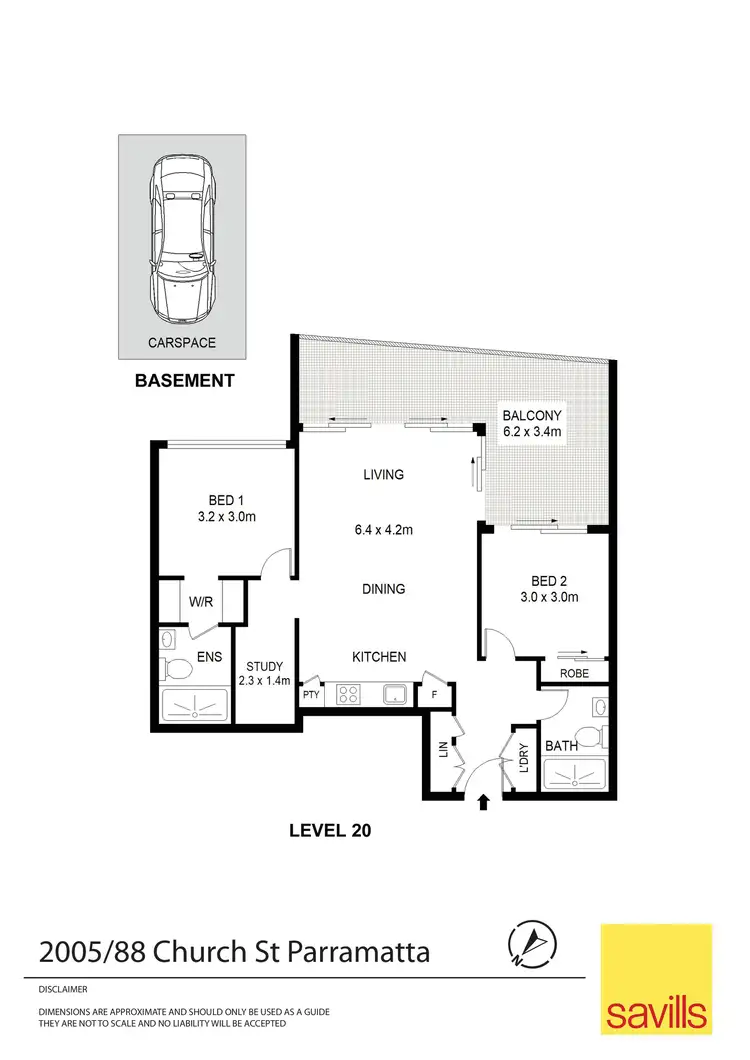 Floorplan of Homely unit listing, 2005/88 Church Street, Parramatta NSW 2150