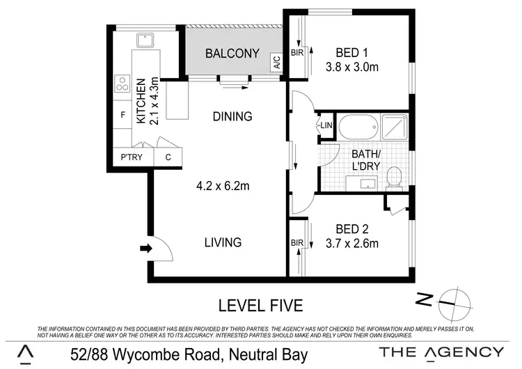 Floorplan of Homely unit listing, 52/88 Wycombe Road, Neutral Bay NSW 2089