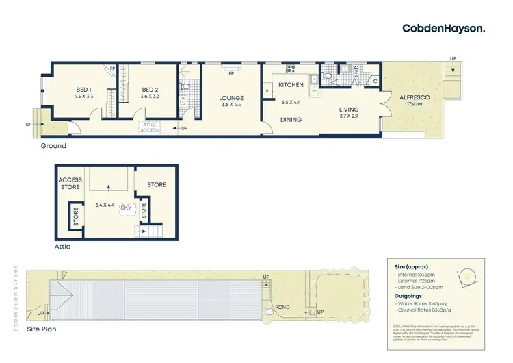 Floorplan of Homely semi-detached listing, 113 Thompson Street, Drummoyne NSW 2047