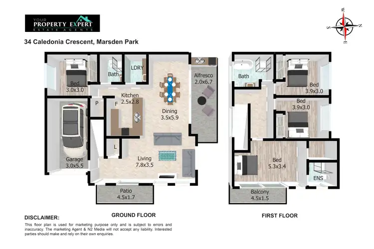 Floorplan of Homely semi-detached listing, 34 Caledonia Crescent, Marsden Park NSW 2765
