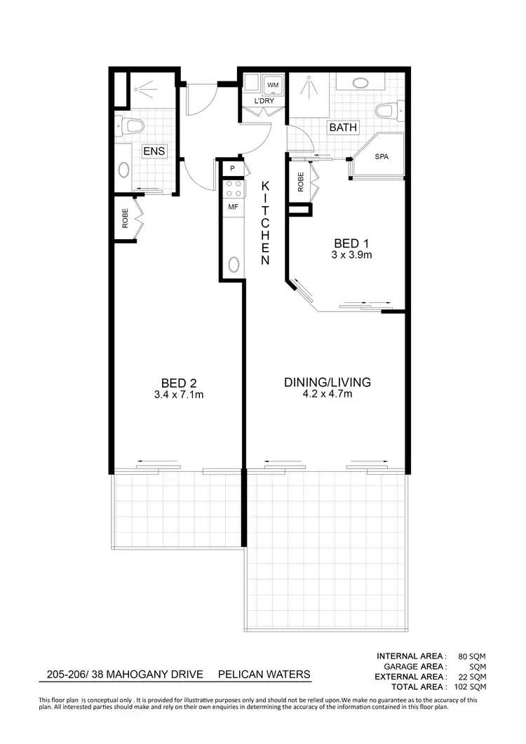 Floorplan of Homely unit listing, 205/206/38 Mahogany Drive, Pelican Waters QLD 4551