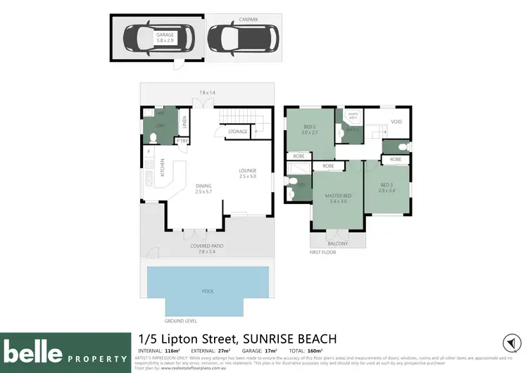 Floorplan of Homely townhouse listing, 1/5 Lipton Street, Sunrise Beach QLD 4567