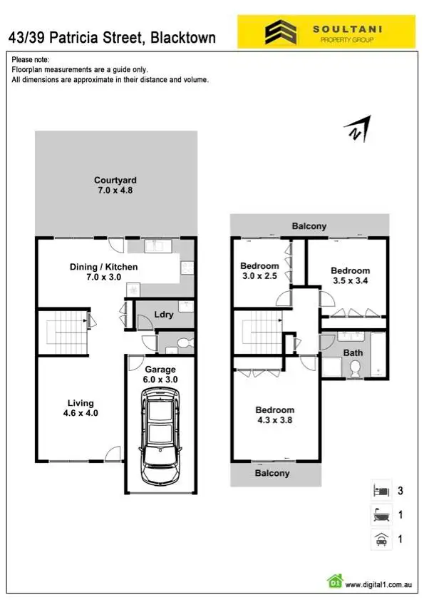Floorplan of Homely townhouse listing, 43/39 Patricia Street, Blacktown NSW 2148
