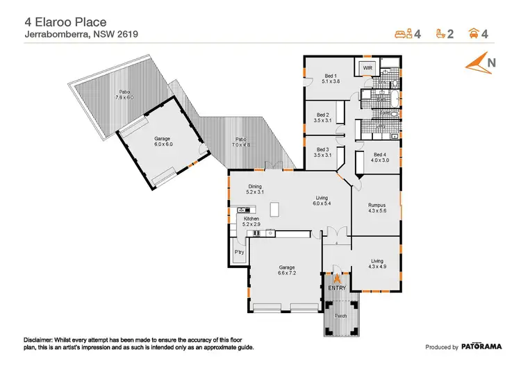 Floorplan of Homely house listing, 4 Elaroo Place, Jerrabomberra NSW 2619