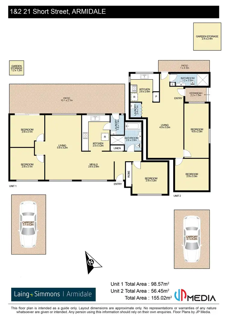 Floorplan of Homely semi-detached listing, Unit 1 & 2/21 Short Street, Armidale NSW 2350