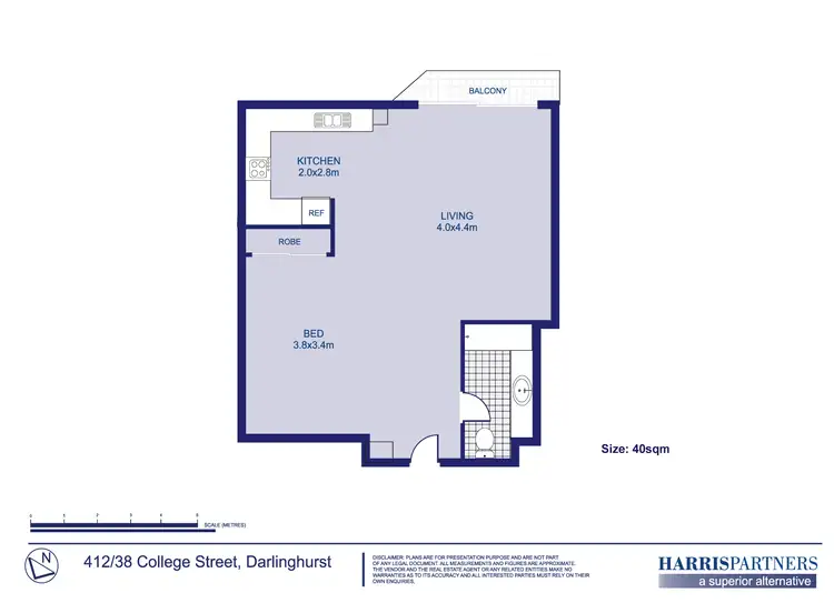 Floorplan of Homely studio listing, 412/38-52 College Street, Darlinghurst NSW 2010