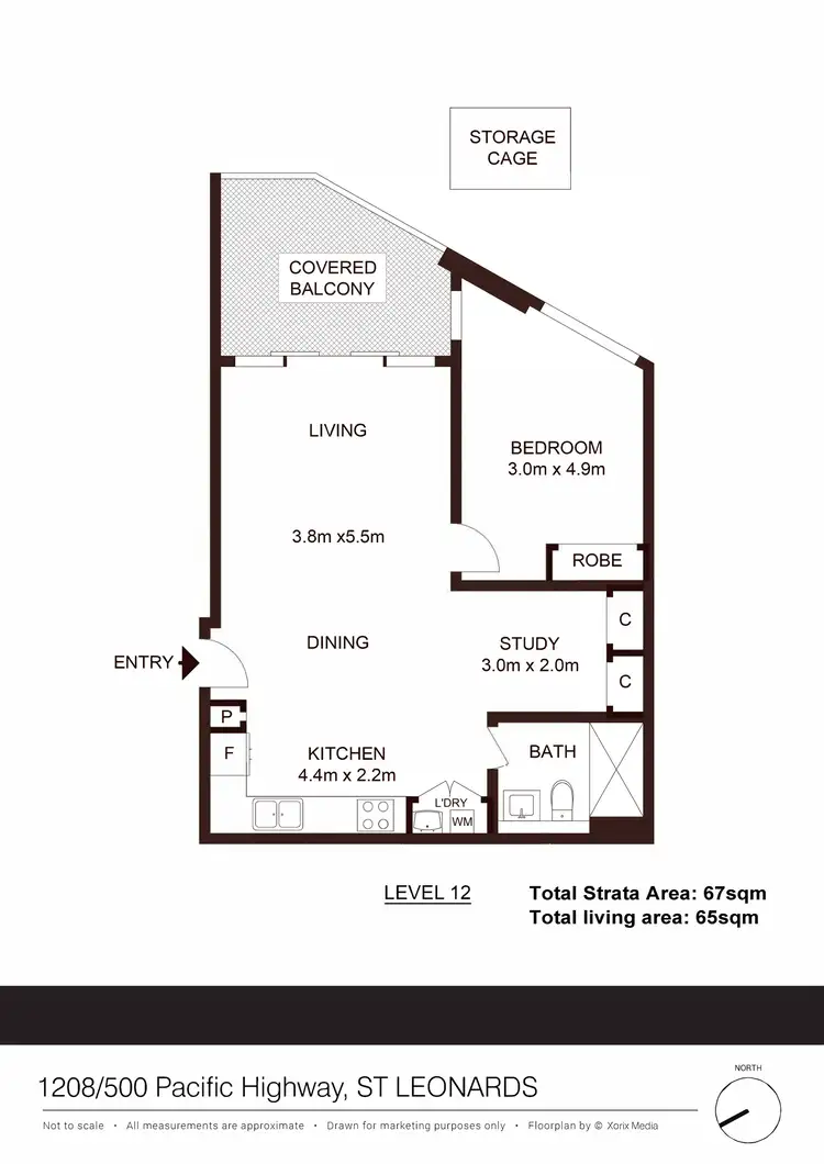 Floorplan of Homely apartment listing, 1208/500 Pacific Highway, St Leonards NSW 2065