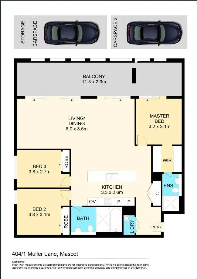 Floorplan of Homely apartment listing, 4C/1 Muller Lane, Mascot NSW 2020